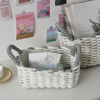 Košara za pohranu od pamukovog užeta, nordijski stil, moderan minimalistički dizajn, za donje rublje, kozmetiku, daljinske upravljače i knjige