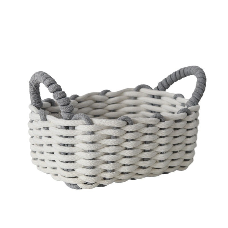 Košara za pohranu od pamukovog užeta, nordijski stil, moderan minimalistički dizajn, za donje rublje, kozmetiku, daljinske upravljače i knjige