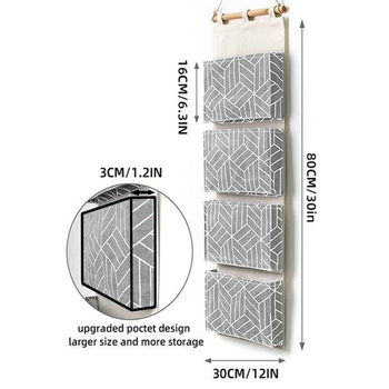 Sieninė daugiasluoksnė audinio laikymo tašė, skirta drabužių spintos nugarai, medvilnė