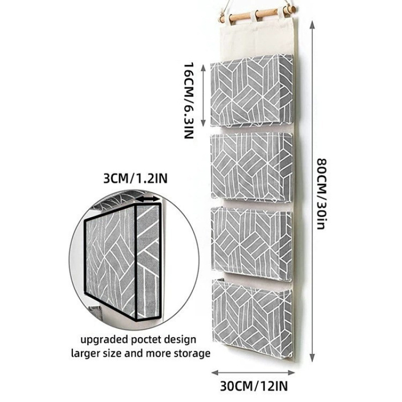 Sieninė daugiasluoksnė audinio laikymo tašė, skirta drabužių spintos nugarai, medvilnė