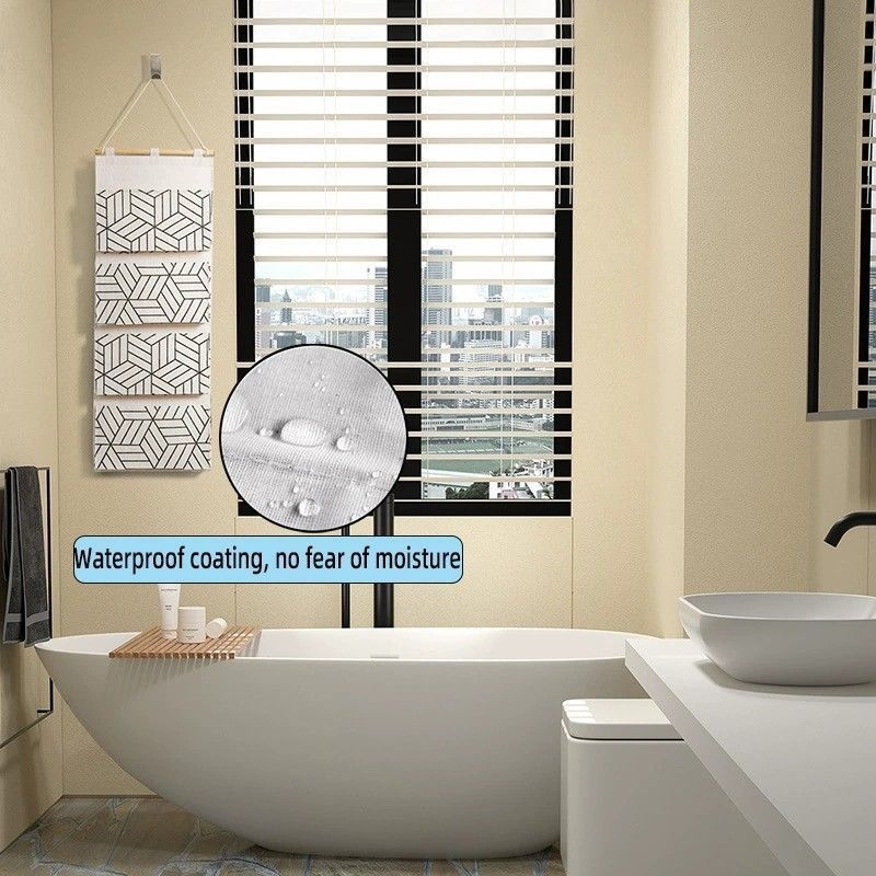 Sieninė daugiasluoksnė audinio laikymo tašė, skirta drabužių spintos nugarai, medvilnė