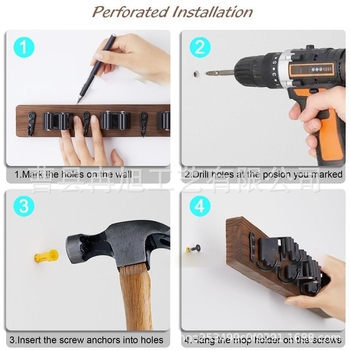 Ράφι-κρεμάστρα για σφουγγαρίστρες και σκούπες από ξύλο καρυδιάς/μπαμπού, επιτραπέζια τοποθέτηση, πολυλειτουργικό, 1 επίπεδο, αποθήκευση κουζίνας