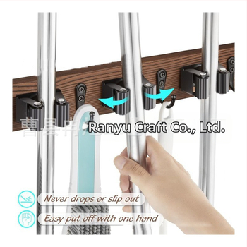 Ράφι-κρεμάστρα για σφουγγαρίστρες και σκούπες από ξύλο καρυδιάς/μπαμπού, επιτραπέζια τοποθέτηση, πολυλειτουργικό, 1 επίπεδο, αποθήκευση κουζίνας