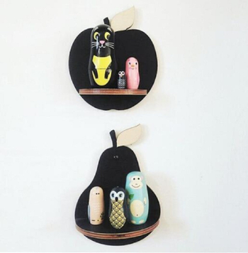 Ξύλινο ράφι αποθήκευσης σε σκανδιναβακό στυλ, δημιουργικός σχεδιασμός σε μορφή αχλαδιού, κρεμαστό με αγκίστρι, 1 επίπεδο, κατάλληλο για υπνοδωμάτιο και σαλόνι