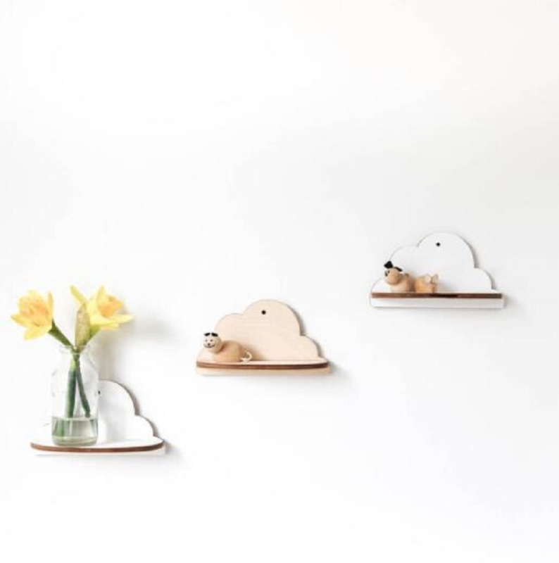 Raft de depozitare din lemn în stil nordic, design creativ cu formă de pară, montaj cu cârlig, 1 nivel, multifuncțional pentru dormitor și sufragerie