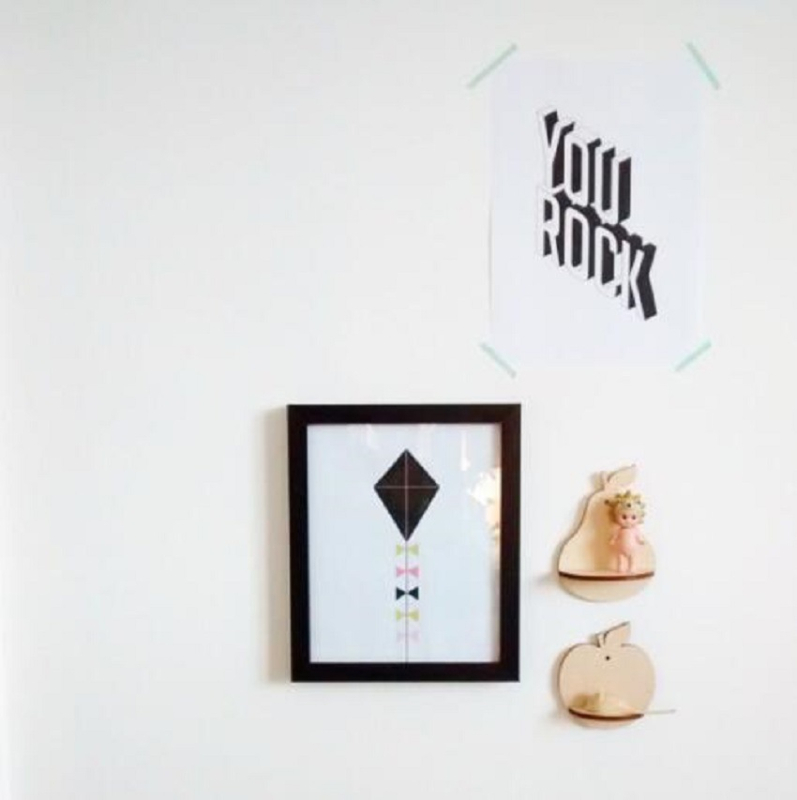 Raft de depozitare din lemn în stil nordic, design creativ cu formă de pară, montaj cu cârlig, 1 nivel, multifuncțional pentru dormitor și sufragerie