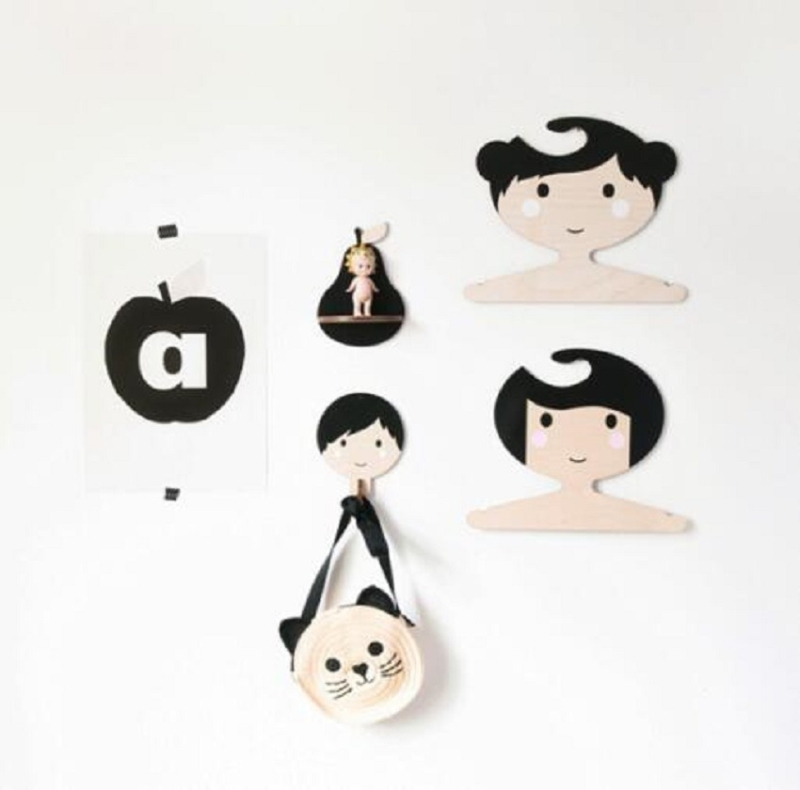 Raft de depozitare din lemn în stil nordic, design creativ cu formă de pară, montaj cu cârlig, 1 nivel, multifuncțional pentru dormitor și sufragerie