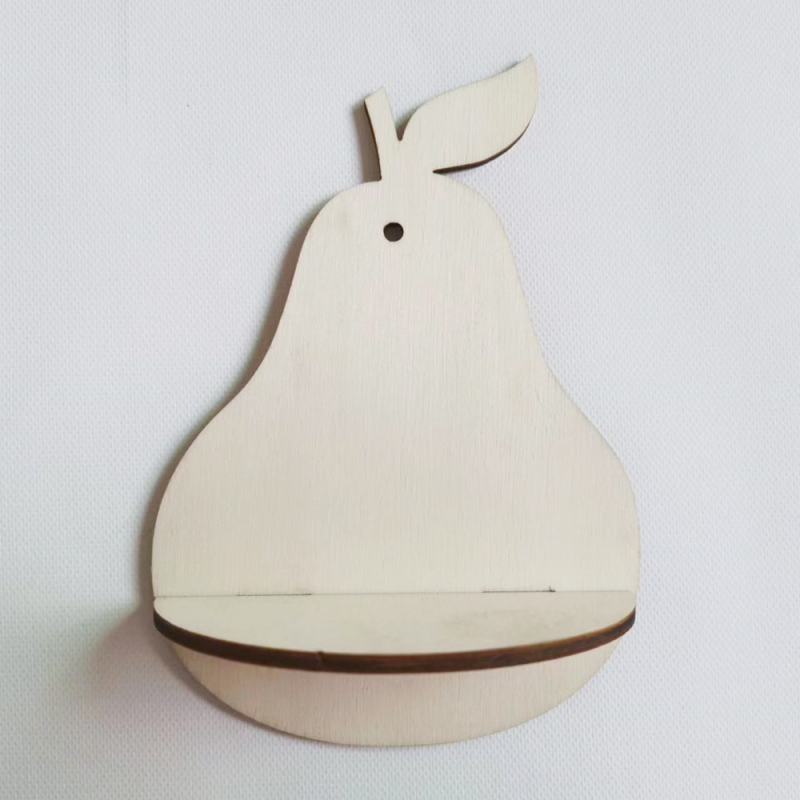 Raft de depozitare din lemn în stil nordic, design creativ cu formă de pară, montaj cu cârlig, 1 nivel, multifuncțional pentru dormitor și sufragerie