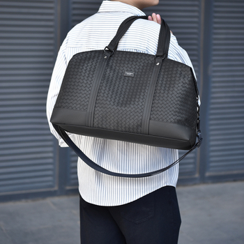 Cateikarrui Мъжка чанта за пътуване – Urban Simplicity, PU кожа, каре модел, подплата полиестер, водоустойчива, износоустойчива, разделение мокро/сухо