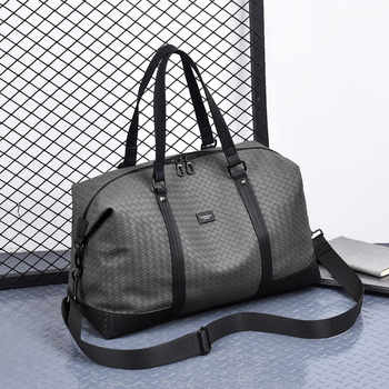 Cateikarrui Мъжка чанта за пътуване – Urban Simplicity, PU кожа, каре модел, подплата полиестер, водоустойчива, износоустойчива, разделение мокро/сухо