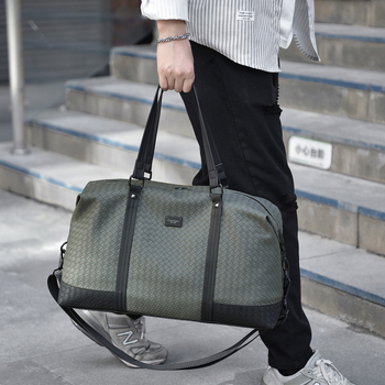 Cateikarrui Мъжка чанта за пътуване – Urban Simplicity, PU кожа, каре модел, подплата полиестер, водоустойчива, износоустойчива, разделение мокро/сухо