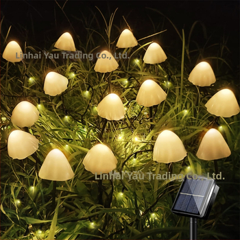 LED grybų formos lemputė, saulės energijos lauko sodo apšvietimas, IP65 atsparus vandeniui, 0.06W galia, vilos peizažo dekoras
