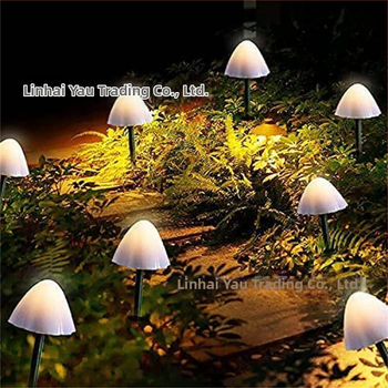 LED grybų formos lemputė, saulės energijos lauko sodo apšvietimas, IP65 atsparus vandeniui, 0.06W galia, vilos peizažo dekoras