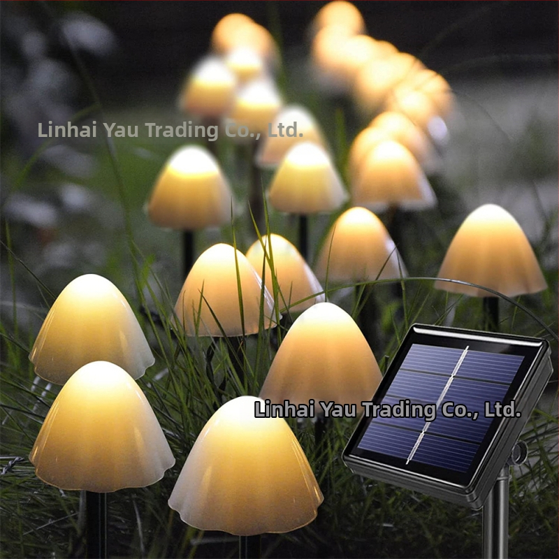 LED grybų formos lemputė, saulės energijos lauko sodo apšvietimas, IP65 atsparus vandeniui, 0.06W galia, vilos peizažo dekoras
