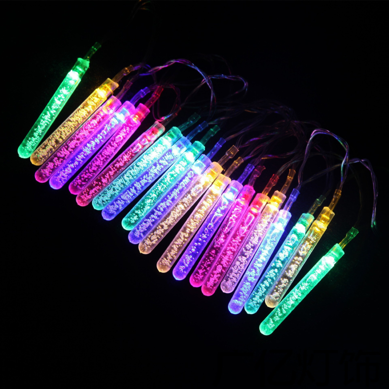 LED burbulų stulpų šviesos, modelis GY-0070, 0.6W, IP65, baterijomis maitinami, mygtuko valdymas, šventinei dekoracijai langams ir Kalėdų eglei