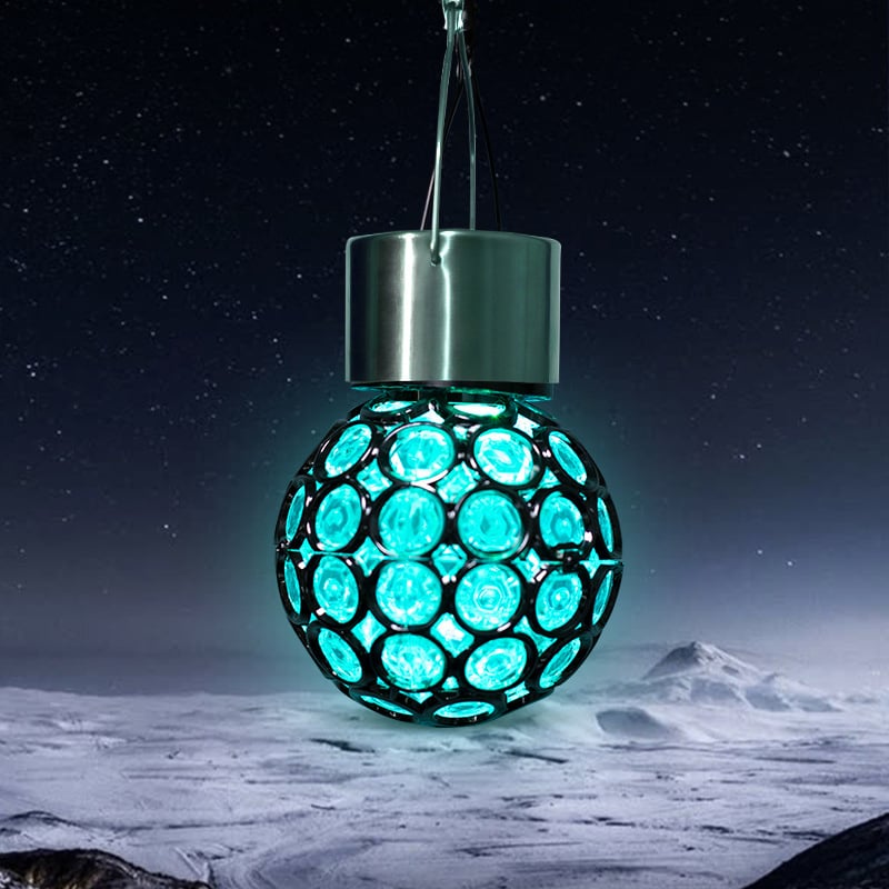 Solarna LED vanjska viseća svjetiljka, šuplja sfera, IP65, LED diode, 1.2V, 6–12h osvjetljenja