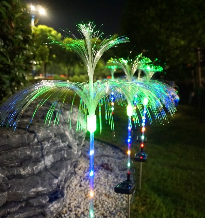 Napelemes kertvilágítás fiberoptikus elemekkel és ABS-ből, IP65 védelem, 3W fényforrás, modell 82, 6–12 óra folyamatos működés