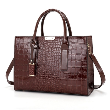 Γυναικεία τσάντα Tote από PU δέρμα, οριζόντιο τετράγωνο σχήμα, κλείσιμο με φερμουάρ, πολυεστερική επένδυση, εσωτερικές θήκες (θηκη με φερμουάρ, θήκη για κινητό, θήκη ταυτότητας)