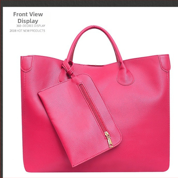 PU кожена дамска Tote чанта, хоризонтална квадратна форма, магнитно закопчаване, отворен джоб, двойни презрамки