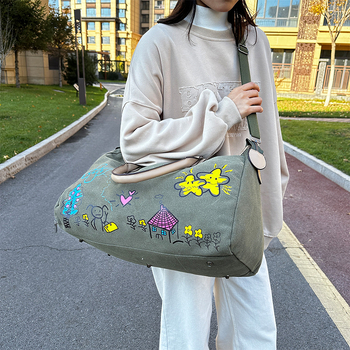 Τσάντα ταξιδιού unisex 20–35L, καμβάς, αδιάβροχη, διαχωρισμός στεγνών-βρεγμένων