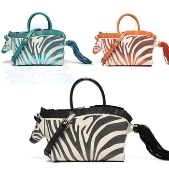 Geantă de umăr din PU, unisex, formă orizontală pătrată, model zebra, închidere magnetică, buzunar intern pentru telefon