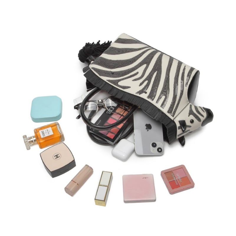 Geantă de umăr din PU, unisex, formă orizontală pătrată, model zebra, închidere magnetică, buzunar intern pentru telefon