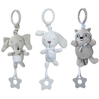 BBSKY pūkuota kūdikio dantų žaislas su kabinamu varpeliu ir gyvūno pakabuku – tinkama lovytei ar vežimėliui, 0–3 m