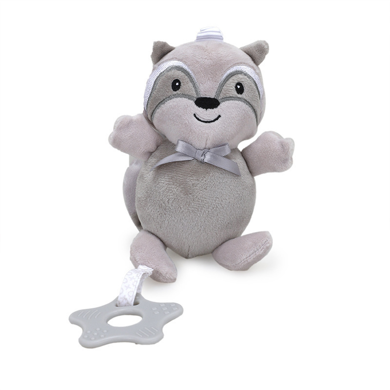 BBSKY pūkuota kūdikio dantų žaislas su kabinamu varpeliu ir gyvūno pakabuku – tinkama lovytei ar vežimėliui, 0–3 m