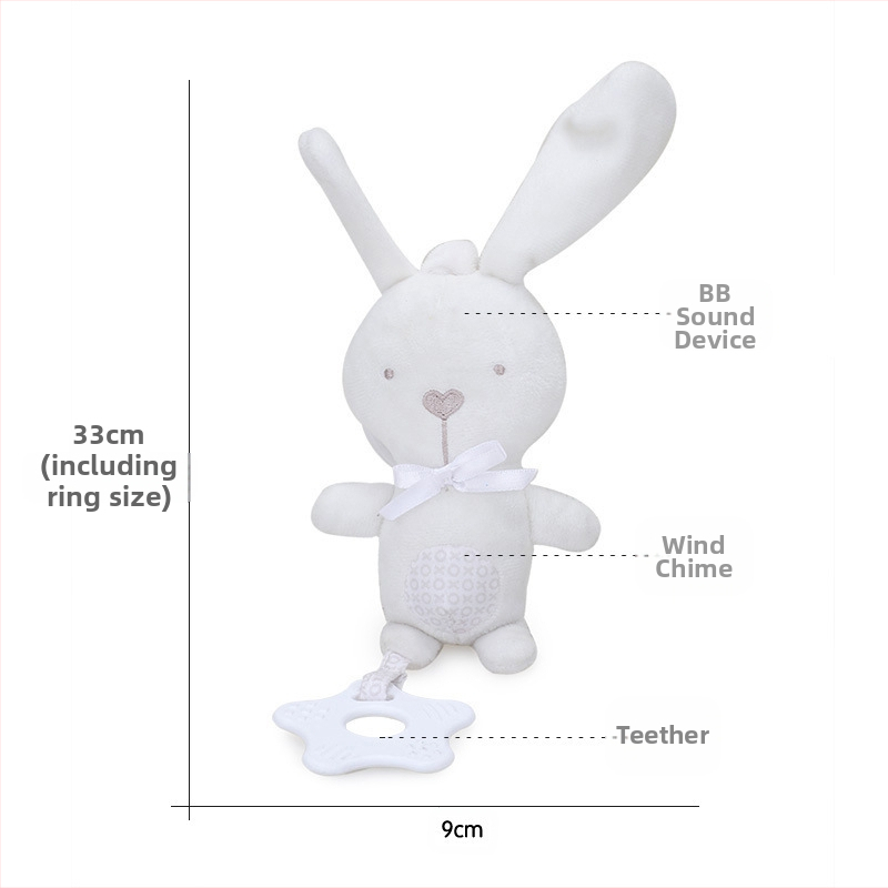 BBSKY pūkuota kūdikio dantų žaislas su kabinamu varpeliu ir gyvūno pakabuku – tinkama lovytei ar vežimėliui, 0–3 m