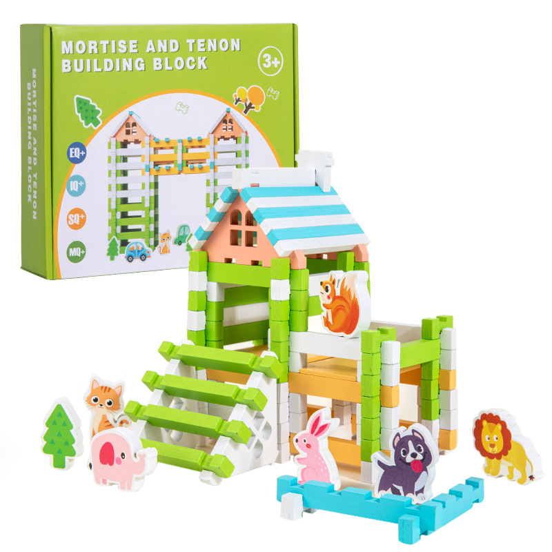 Koka celtniecības bloki ar Luban savienojumiem, mortise un tenon, 100–200 gab., bērniem 4–6 gadiem, DIY izglītojoša rotaļlieta