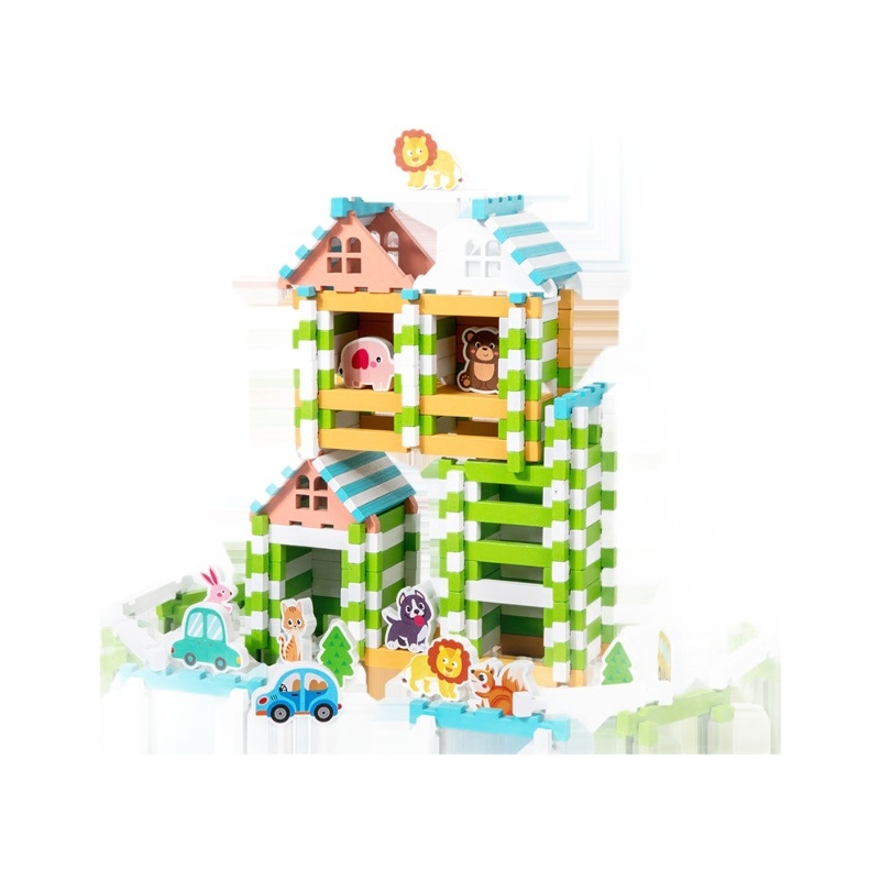 Koka celtniecības bloki ar Luban savienojumiem, mortise un tenon, 100–200 gab., bērniem 4–6 gadiem, DIY izglītojoša rotaļlieta