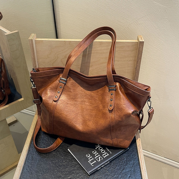 Női retro tote táska keresztpánttal, nagy kapacitású, mindennapi használatra
