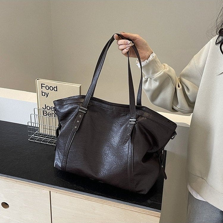 Női retro tote táska keresztpánttal, nagy kapacitású, mindennapi használatra