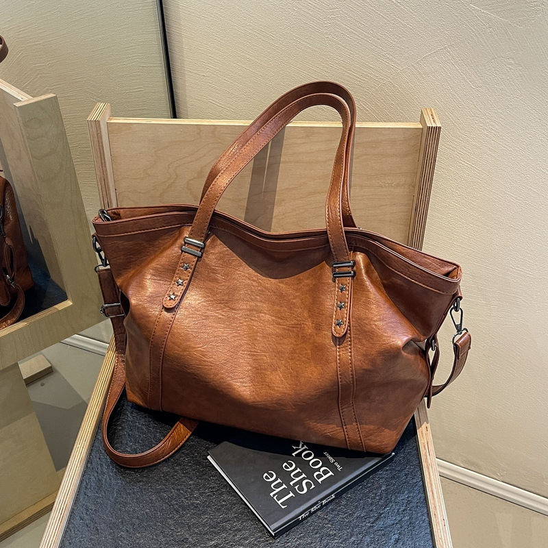 Női retro tote táska keresztpánttal, nagy kapacitású, mindennapi használatra