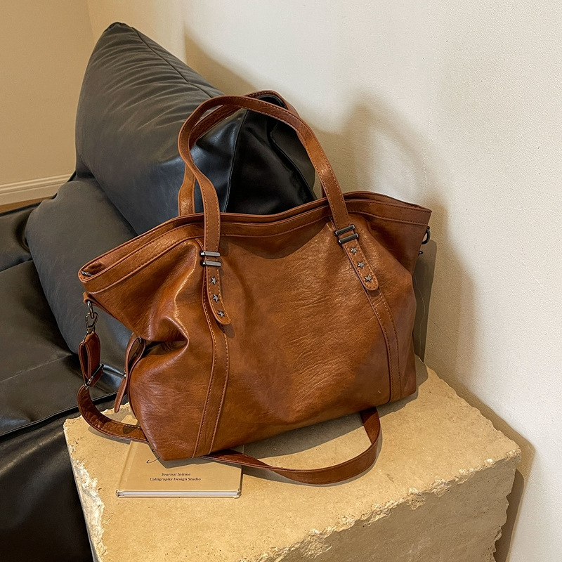 Női retro tote táska keresztpánttal, nagy kapacitású, mindennapi használatra