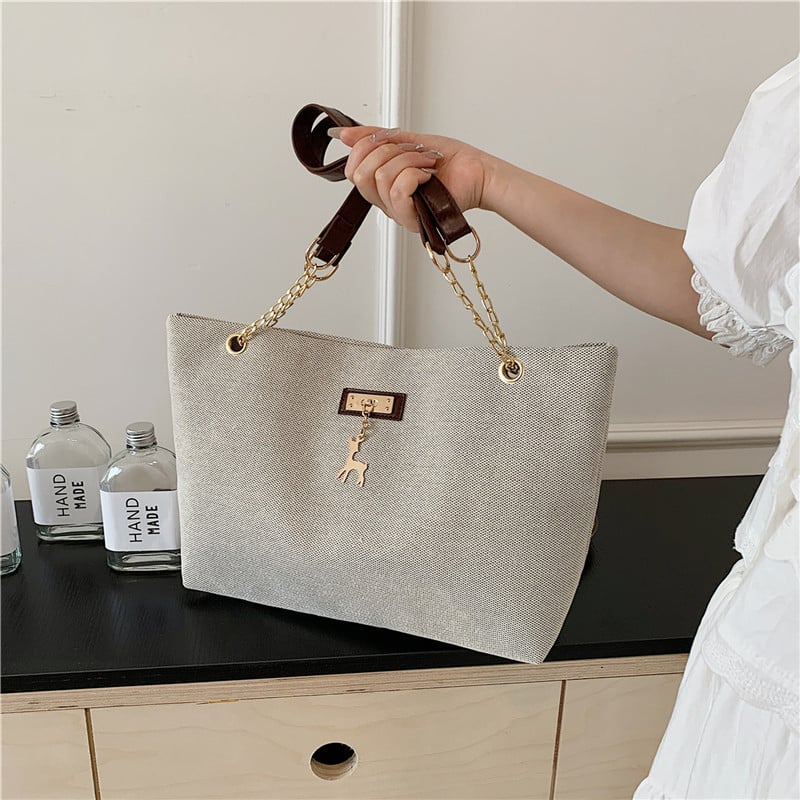 Geantă Tote din nylon, stil street trend, cu fermoar și buzunar pentru telefon