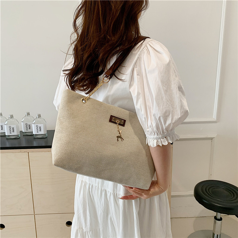 Geantă Tote din nylon, stil street trend, cu fermoar și buzunar pentru telefon