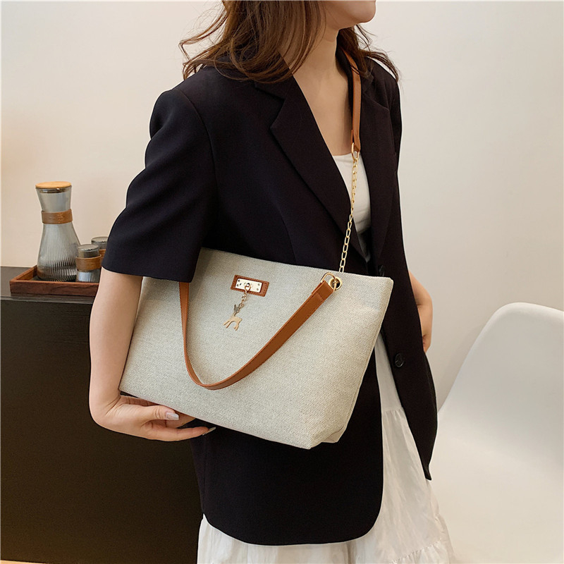 Geantă Tote din nylon, stil street trend, cu fermoar și buzunar pentru telefon