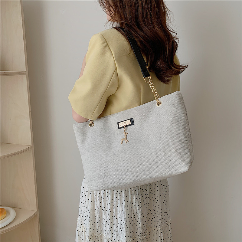 Geantă Tote din nylon, stil street trend, cu fermoar și buzunar pentru telefon