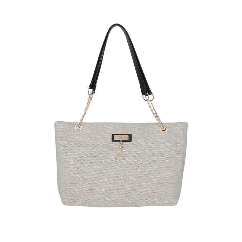 Geantă Tote din nylon, stil street trend, cu fermoar și buzunar pentru telefon