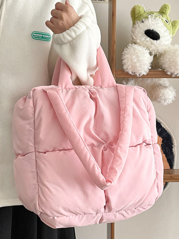 Τσάντα Tote, PU ύλικό, street style, κάθετη τετράγωνη μορφή, φερμουάρ