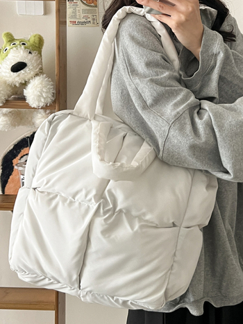 Τσάντα Tote, PU ύλικό, street style, κάθετη τετράγωνη μορφή, φερμουάρ