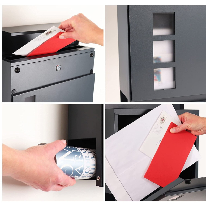 Стенно монтирана пощенска кутия с тръба за вестници — неръждаема стомана + галванизиран лист, модерен стил, полуавтоматичен процес, марка: Друга, лицензиран частен етикет