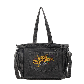 Τσάντα από καμβά με κατακόρυφο τετράγωνο σχήμα, μεσαίου μεγέθους, κλείσιμο με φερμουάρ, εσωτερική θήκη κινητού