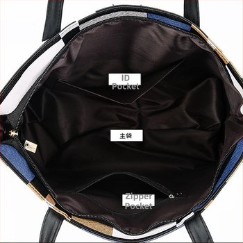 Чанта с голям капацитет в кариран дизайн, корейски стил и контрастни цветове; PU, хоризонтална квадратна форма, ципово откриване, вътрешни джобове: джоб с цип, джоб за телефон и ID; подплата полиестер