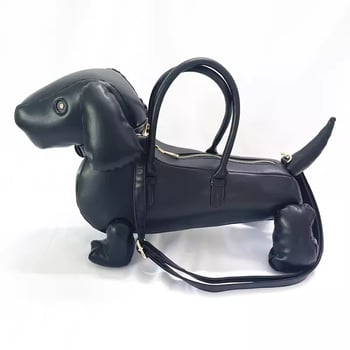 PU anyagú kutya formájú kézitáska, 3D dizájn, vízszintes négyszögletes forma, cipzáras nyitás, telefon zseb, utcai stílus