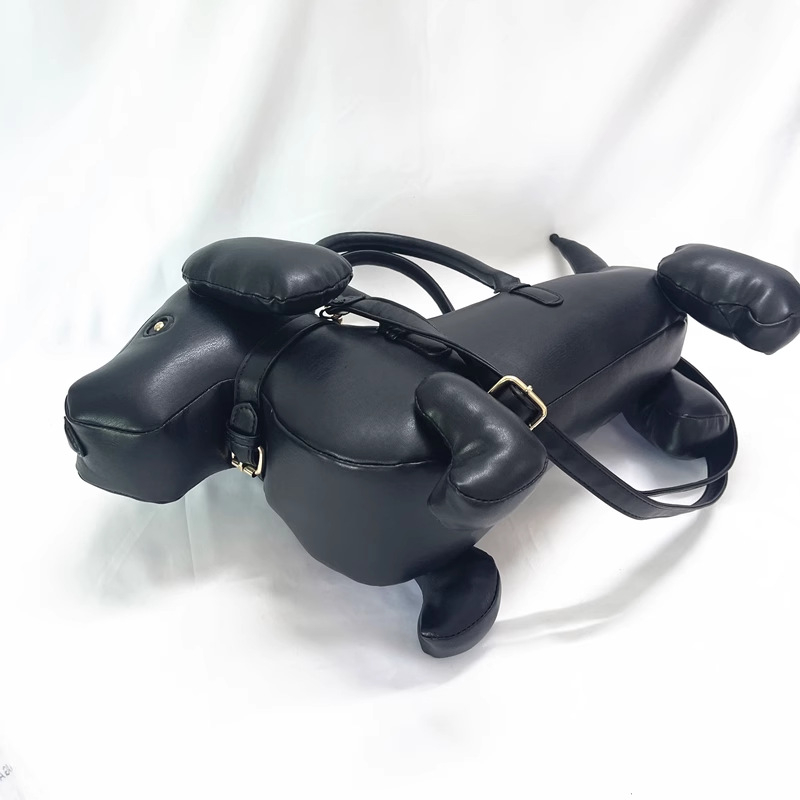 PU anyagú kutya formájú kézitáska, 3D dizájn, vízszintes négyszögletes forma, cipzáras nyitás, telefon zseb, utcai stílus