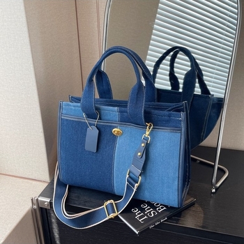 Τσάντα tote από καμβά με φερμουάρ, οριζόντιο τετράγωνο σχήμα, εσωτερική θήκη για κινητό, επένδυση από νάιλον, μία ιμάντας ώμου