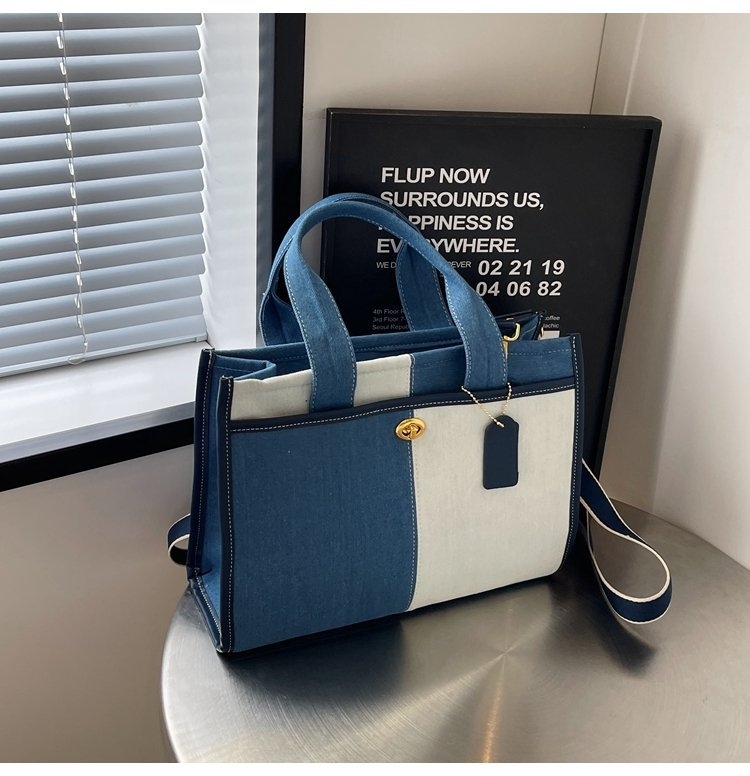 Vászon tote táska cipzárral, vízszintes négyzet alakú forma, nylon bélés, egy vállpánt, belső telefontartó zseb