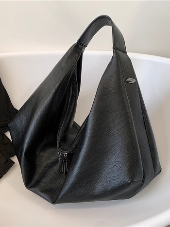 Τσάντα Tote από PU, street trend στυλ, οριζόντια τετράγωνη μορφή, κλείσιμο με φερμουάρ, εσωτερική θήκη κινητού